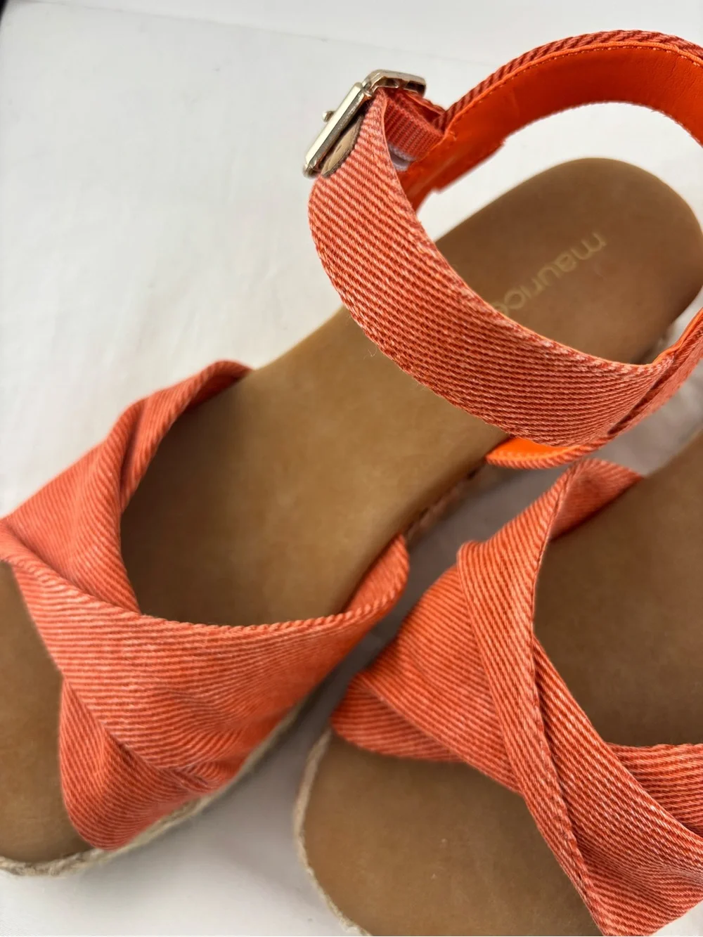 Maurices Orange Espadrille Platform Sandals with Knotted Toe and Ankle Strap